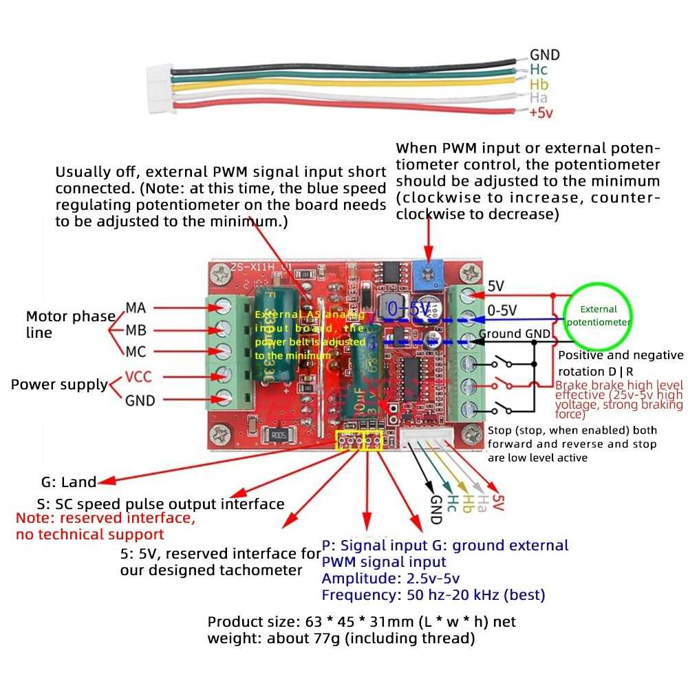 Modul control BLDC 3 faze 400W 9-60V Hall ZS-X11H V1